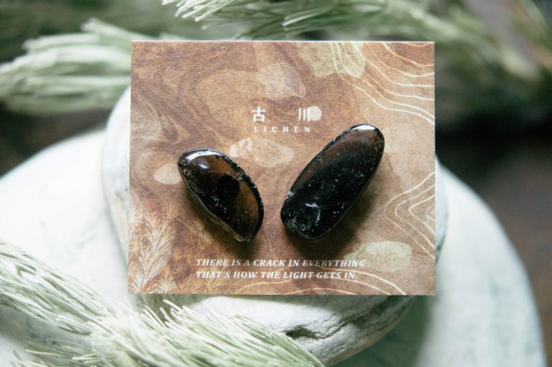 CRACK | 矿物系耳环 |  EARRINGS - 耳环/耳夹 - 玉石 黑色