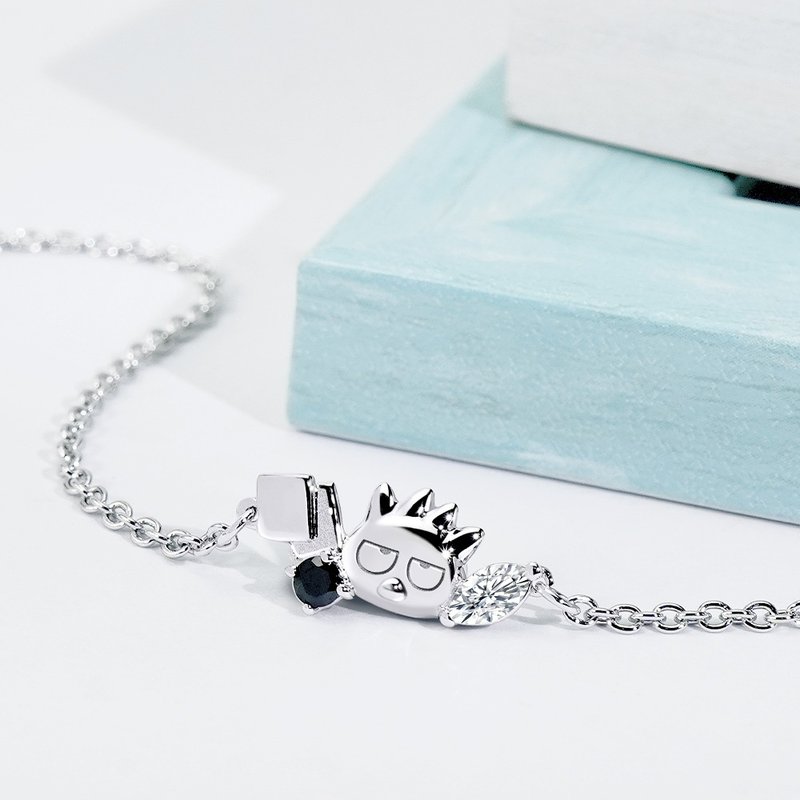 Sanrio学院Mix系列-Bad Badtz-maru酷企鹅晶钻纯银手链 - 手链/手环 - 纯银 银色