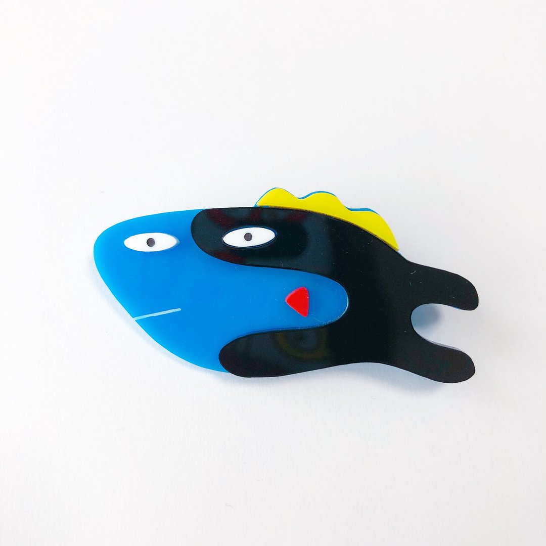 Hagi brooch - 胸针 - 压克力 蓝色