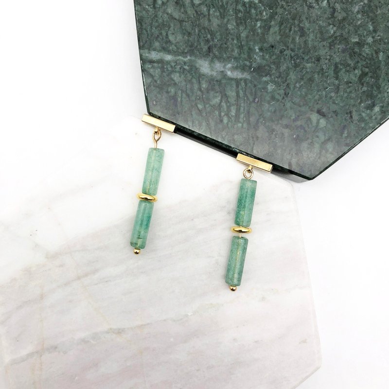 和风翡翠14kgf耳环 蝉风 简约耳环 翡翠耳环 湖水绿 母亲节礼物 - 耳环/耳夹 - 宝石 绿色