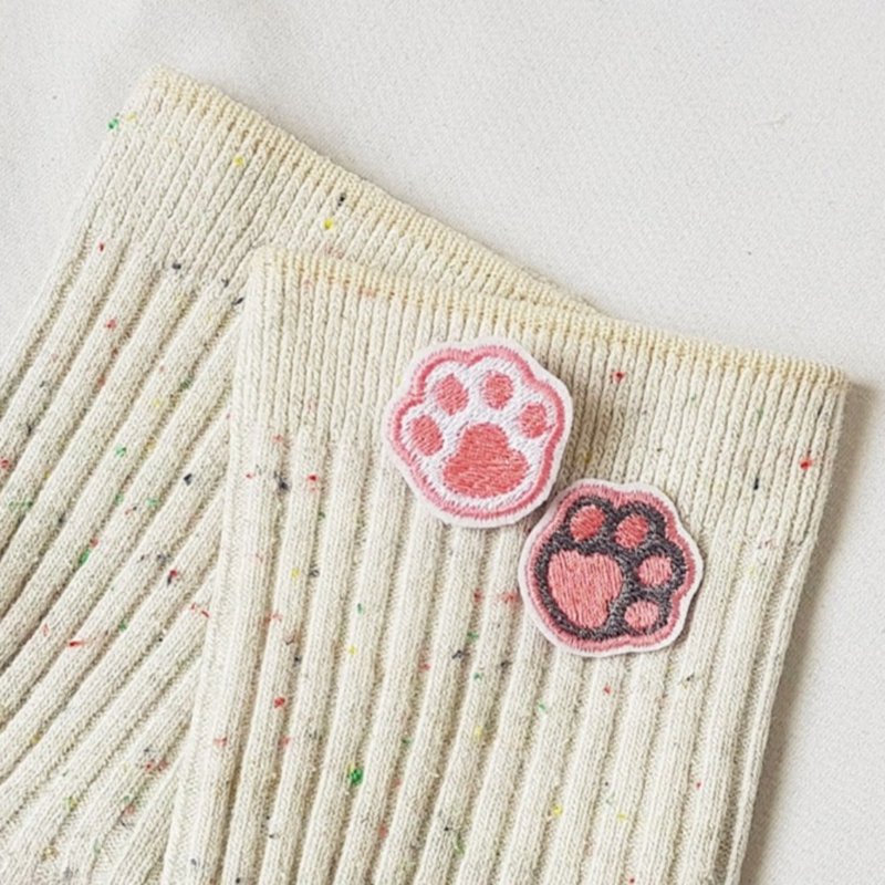 迷你猫掌刺绣胸针 - 徽章/别针 - 人造皮革 多色