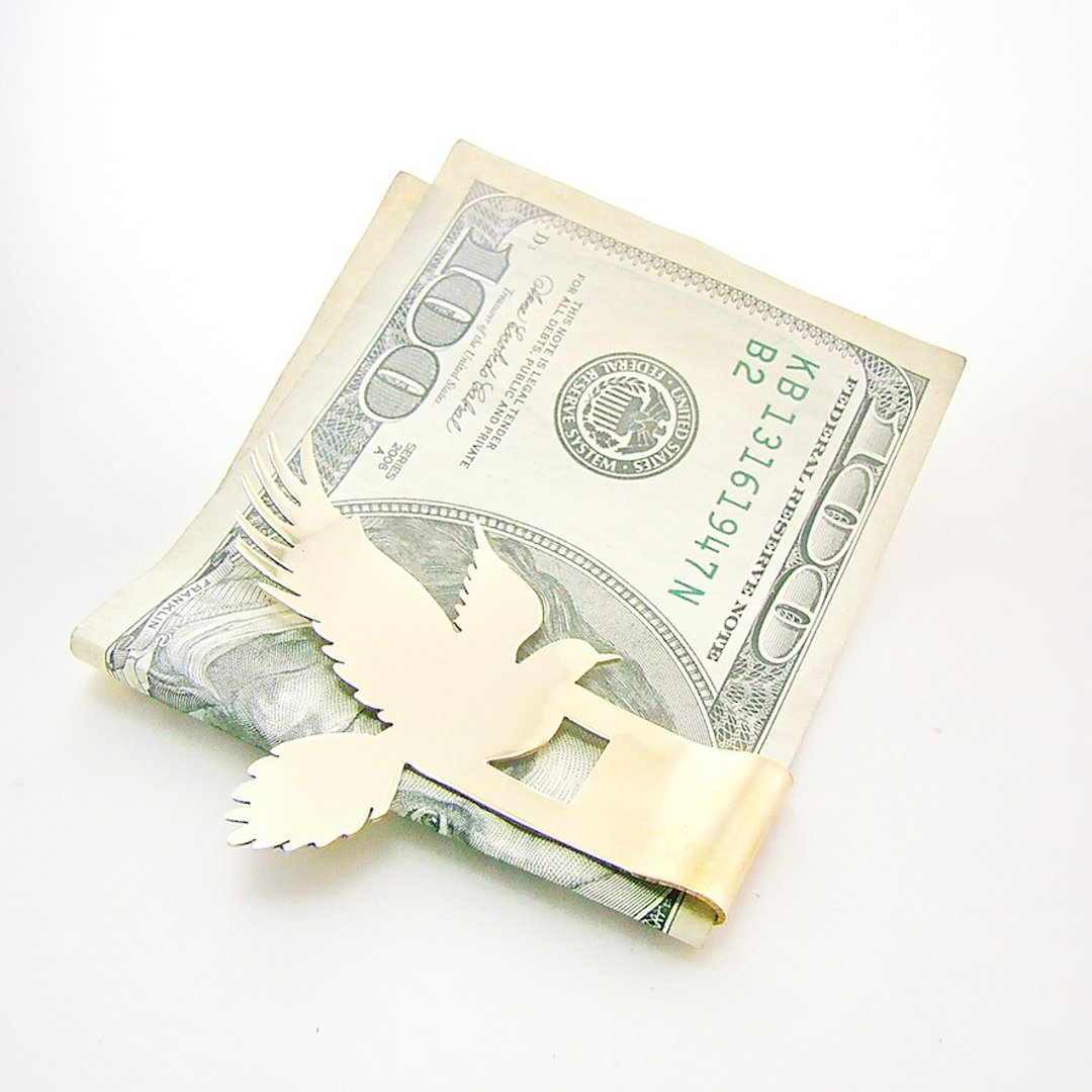 Bird fly money clip in brass,Rocker jewelry ,Skull jewelry,Biker jewelry - 其他 - 其他金属 