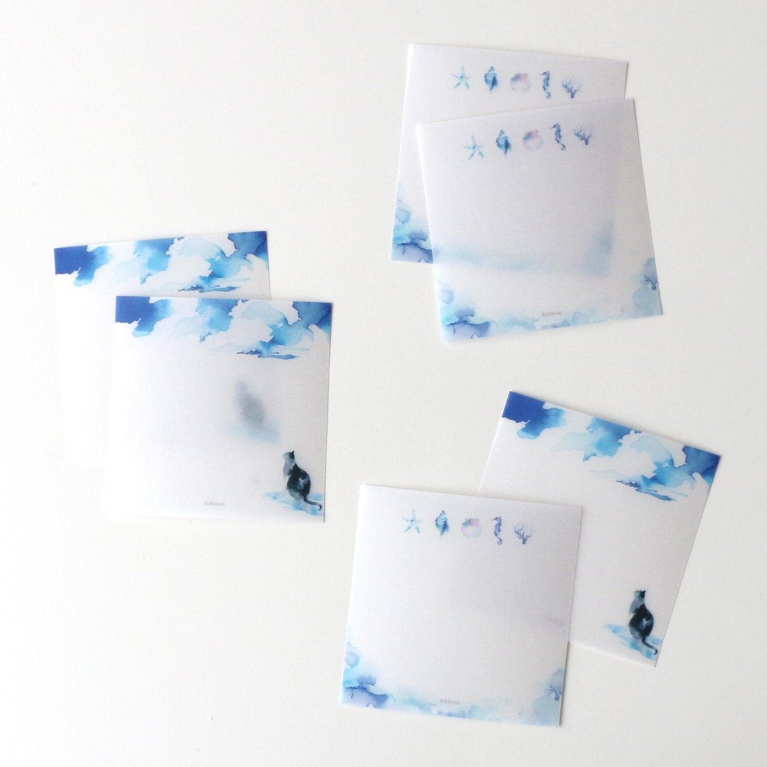 Summer sky and seashell tracing message card - 卡片/明信片 - 纸 蓝色