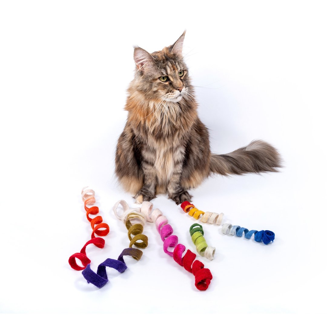 Mimis Daughters - 渐层 螺旋丝带 羊毛毡猫咪玩具 - 玩具 - 羊毛 多色