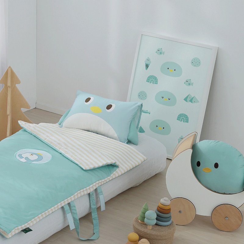 好关系 HAOKUANXI | 水色企鹅盖儿-小朋友睡袋组 - 寝具 - 棉．麻 蓝色