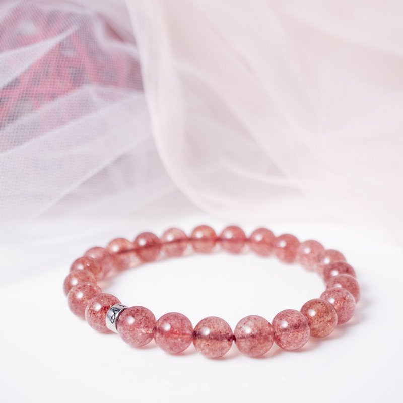 草莓晶 | 天然能量手串 | 7.5-8.5mm - 手链/手环 - 水晶 红色