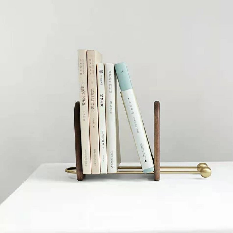 书挡 书立  书夹 黑胡桃木&黄铜 - 书架/书挡 - 木头 