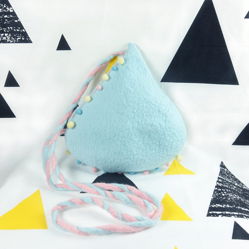 好哦手作 · 羊毛毡毛球侧背包／水滴系列《爱丽丝》 - 侧背包/斜挎包 - 纸 蓝色