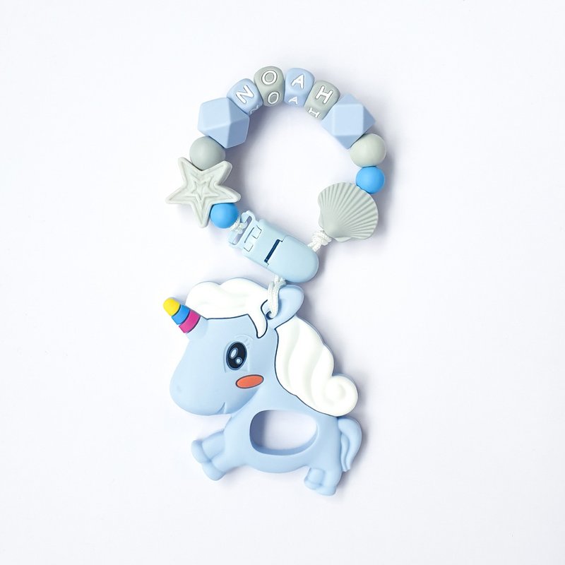 【定制】独角兽固齿器组 / 长款 奶嘴链 奶嘴链夹 / 食用级硅胶 - 玩具/玩偶 - 硅胶 蓝色