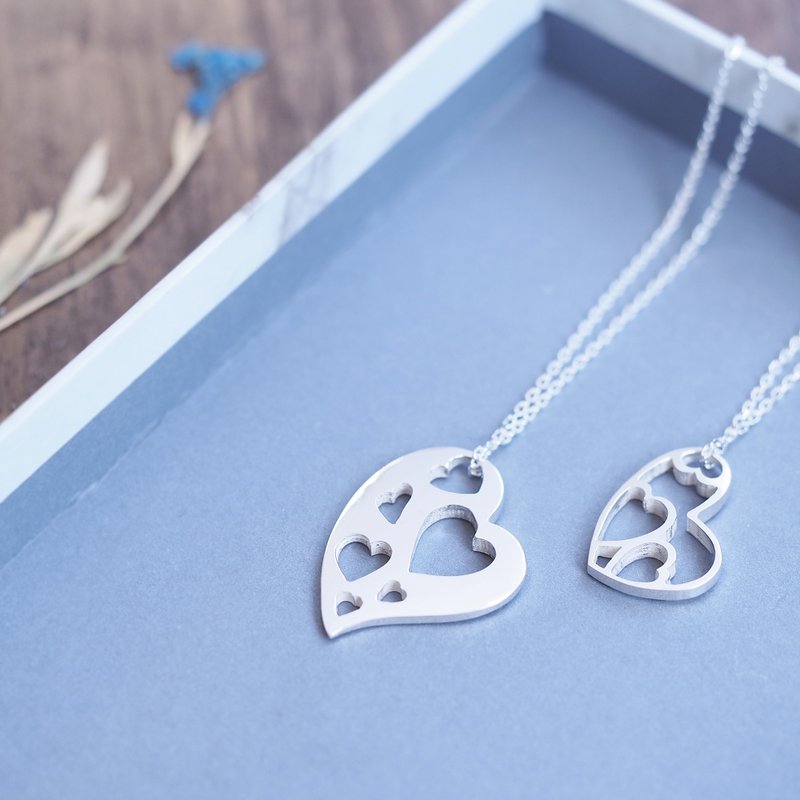 2コset) Butterfly ハート ペア ネックレス シルバー925 - 项链 - 其他金属 蓝色