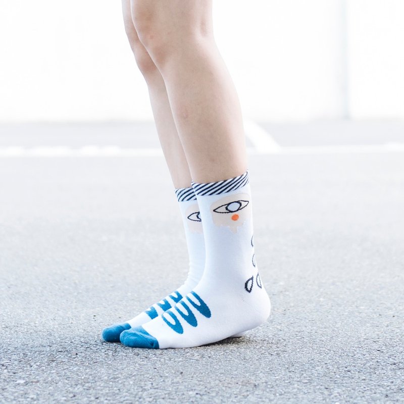 溶解现象 白 中性袜子 - 袜子 - 棉．麻 多色