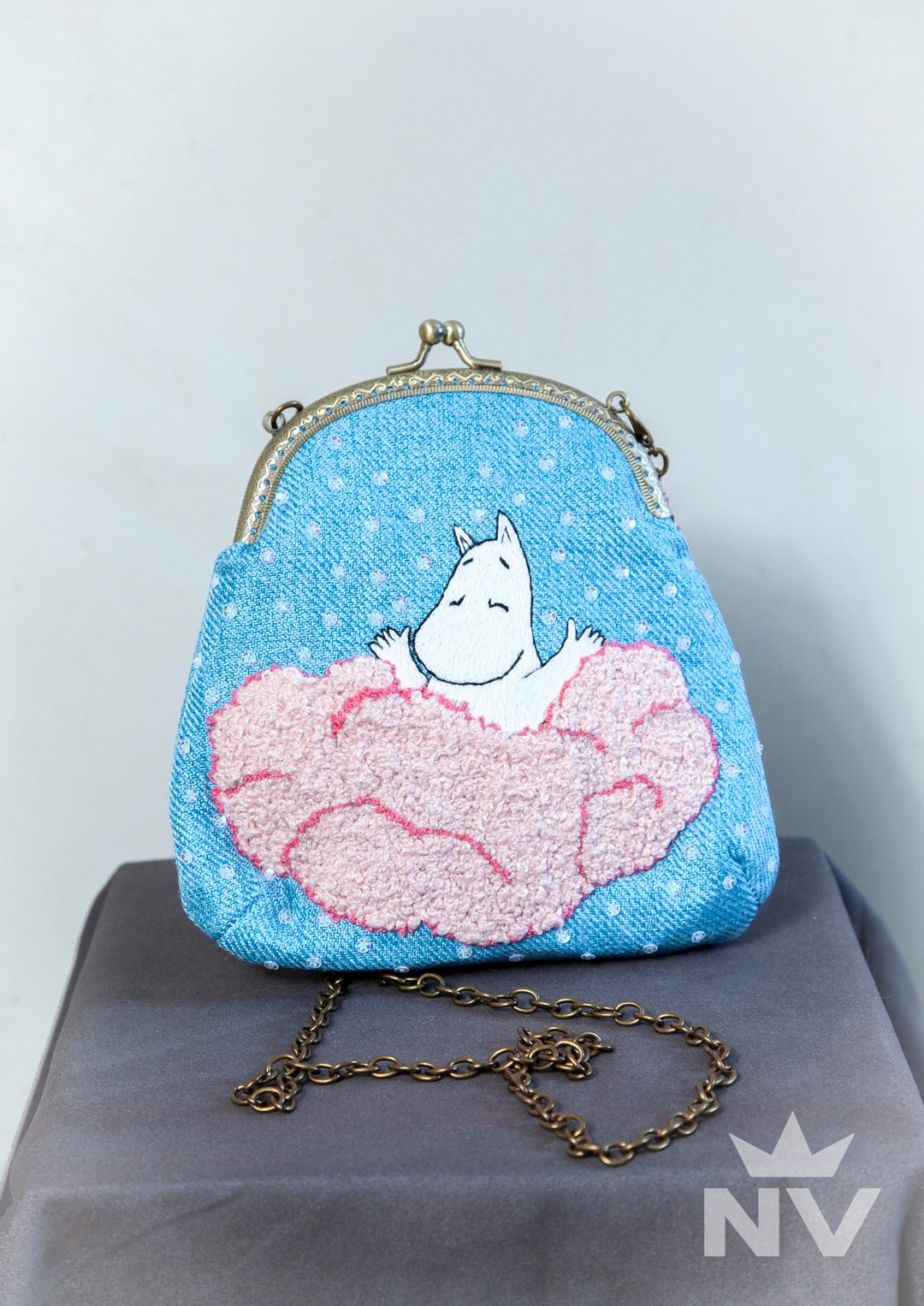 女士手工制作 OOAK 皮夹木乃伊巨魔手提包复古风格 - 其他 - 其他材质 蓝色