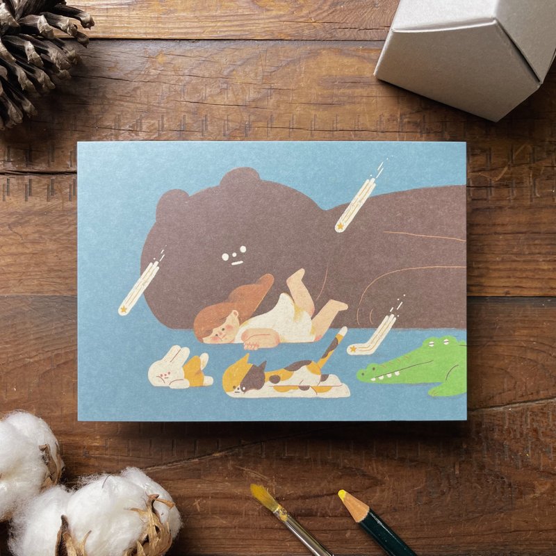 插画明信片 - 休息一下 Take a break - 卡片/明信片 - 纸 蓝色