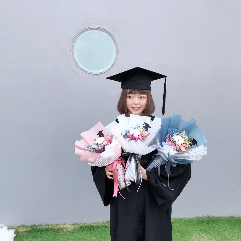 毕业花束 \彩虹满天星\棉花花束 干燥花束 毕业快乐 - 摆饰 - 植物．花 粉红色