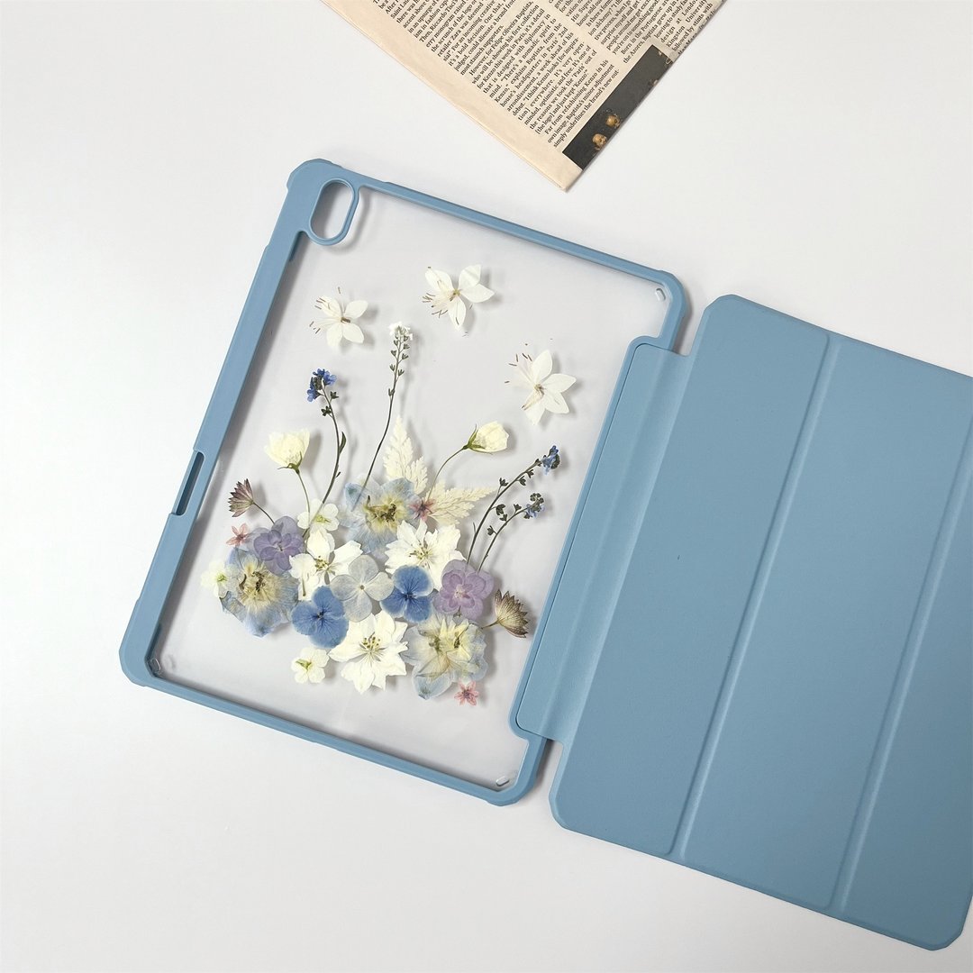 白色花田手作押花iPad壳 iPad Air 11寸 13寸 iPad Pro 11寸 13寸 - 平板/电脑保护壳 - 植物．花 