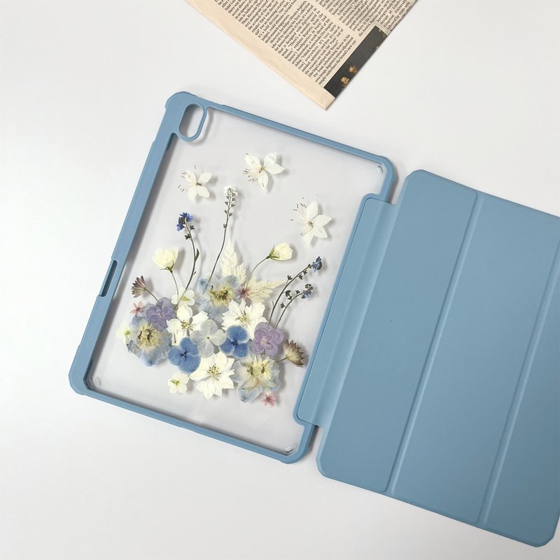 白色花田手作押花iPad壳 iPad Air 11寸 13寸 iPad Pro 11寸 13寸 - 平板/电脑保护壳 - 植物．花 