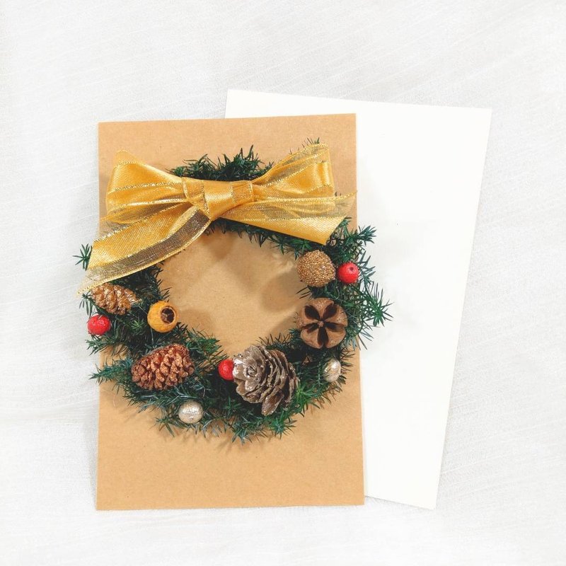 订制 圣诞明信片-不凋雪松花圈 永生绣球花花圈 DIY圣诞礼盒 - 卡片/明信片 - 植物．花 绿色