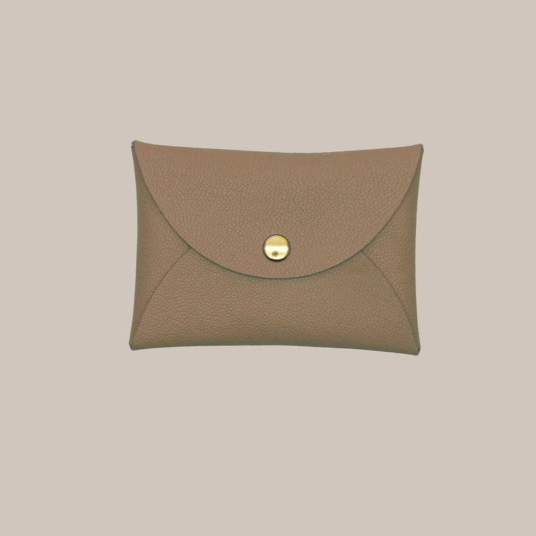 定制真皮革马卡龙榛子驼色卡片套/钱包/card holder/card case - 名片夹/名片盒 - 真皮 卡其色
