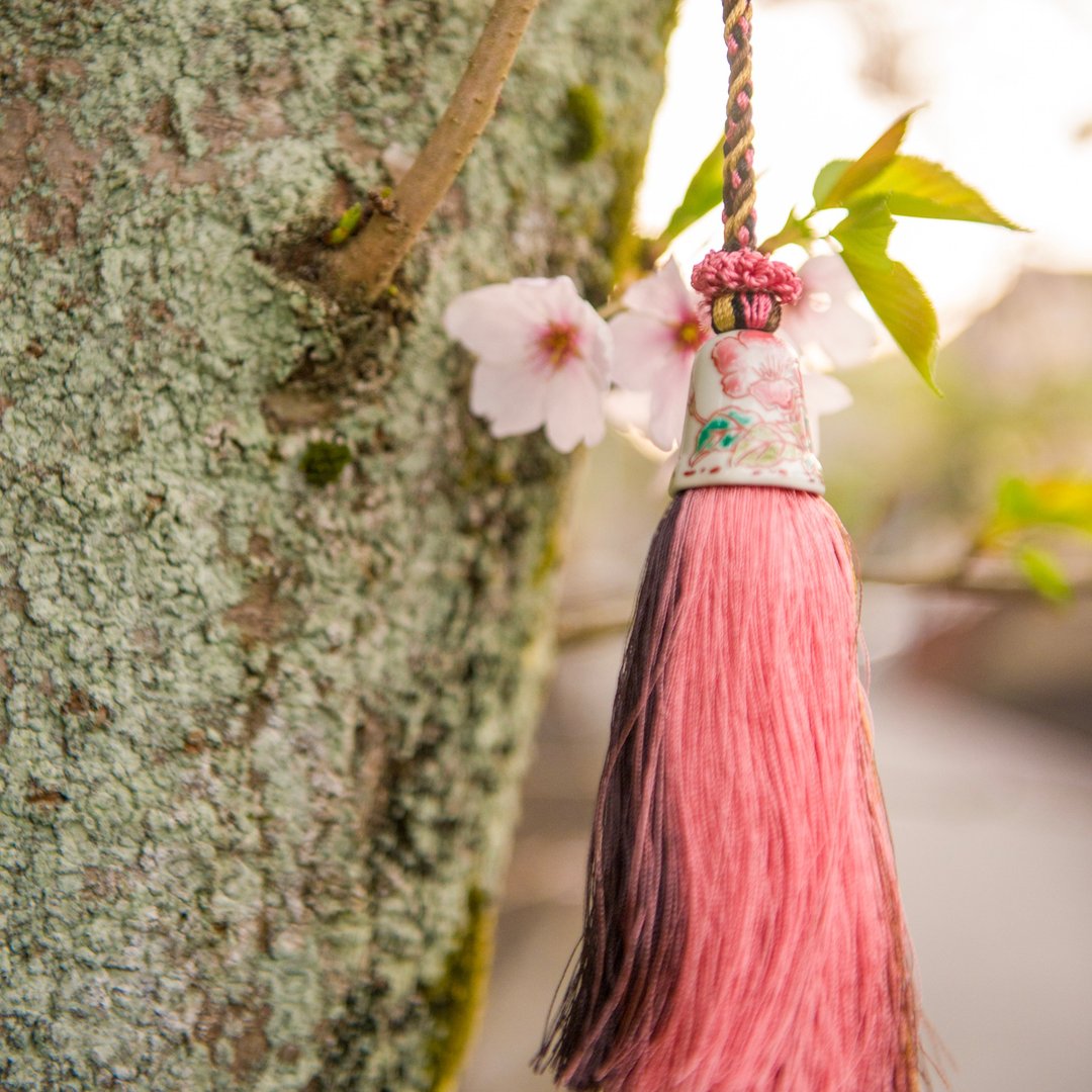 Kutani thimble tassel No.51+3 color's tassel - 钥匙链/钥匙包 - 陶 粉红色
