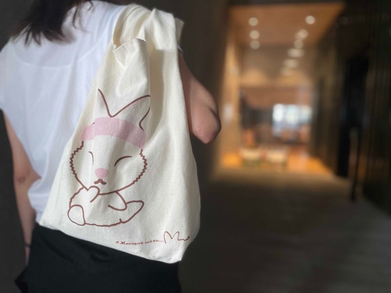 肶肶兔- Lets yoga 系列 | 肶肶兔 Lets Yoga shopping bag - 侧背包/斜挎包 - 棉．麻 粉红色