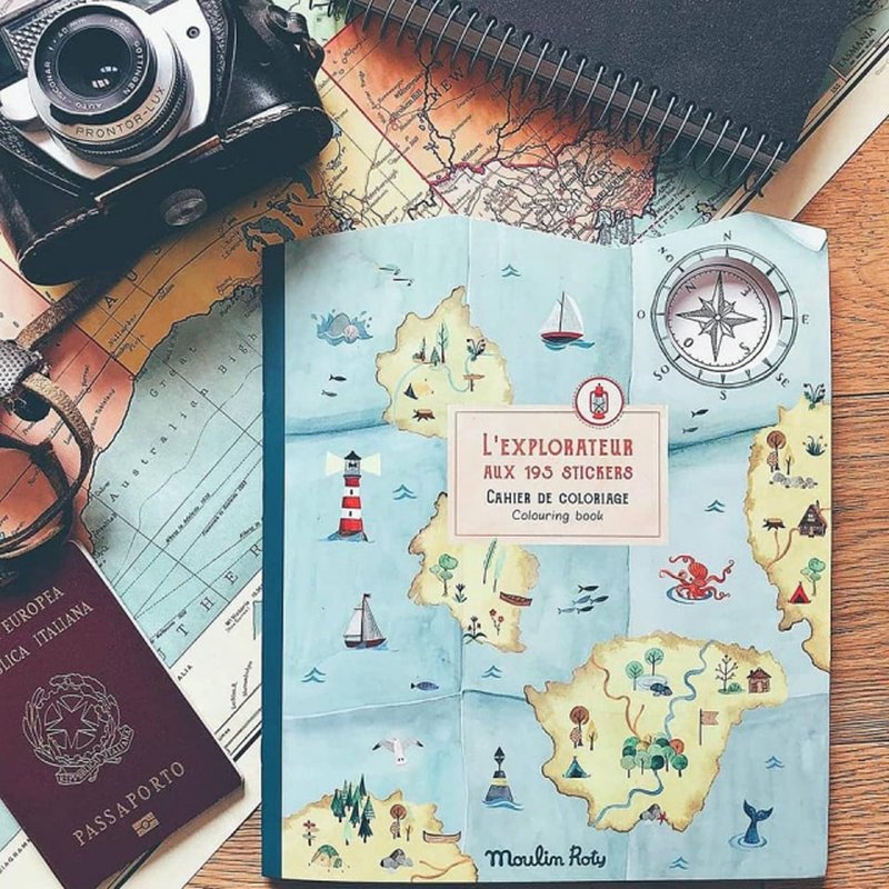 法国 Moulin Roty 涂鸦贴纸册-探险家 - 儿童绘本/图书 - 纸 多色