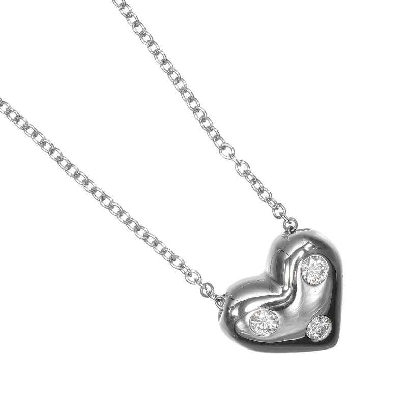 【日本直送】蒂芙尼 项链 点钻爱心 Pt950铂金 3颗钻石 爱心 约5.4g TIFFANY&Co.【二手品】A级 - 项链 - 贵金属 银色