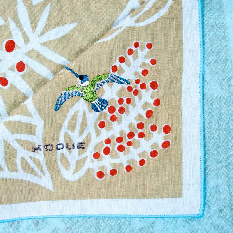 HBK刺绣双层手帕-抉择|48X48CM|精致刺绣|小鸟.果实|限量发售 - 手帕/方巾 - 棉．麻 多色