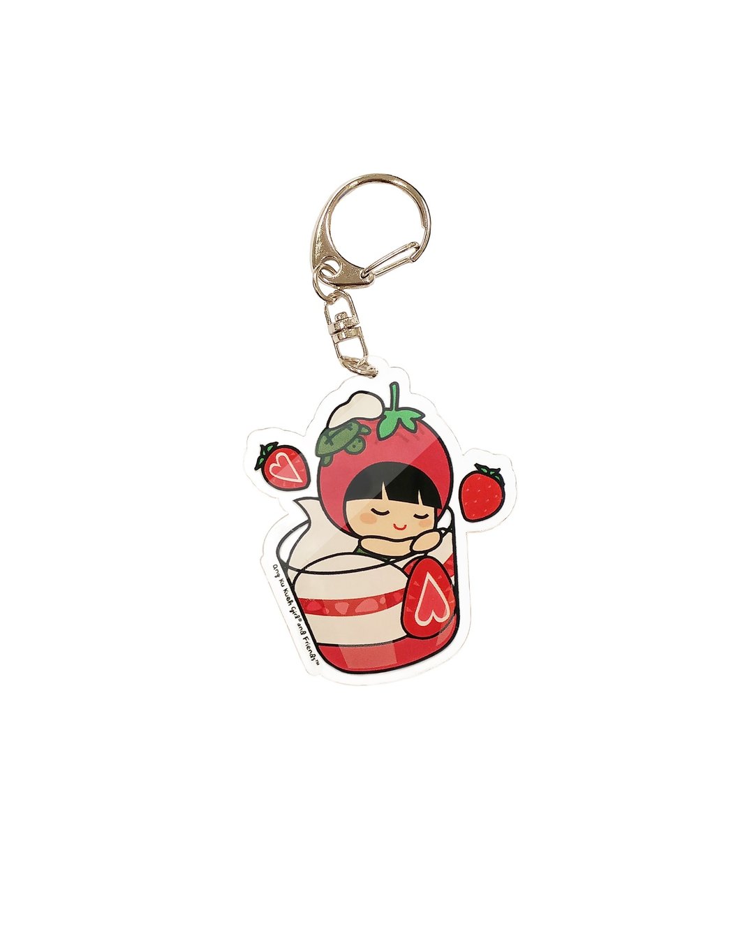 Ang Ku Kueh Girl's B.F.F. Keychain (Strawberry) 水果系列 草莓 钥匙扣 - 钥匙链/钥匙包 - 塑料 红色
