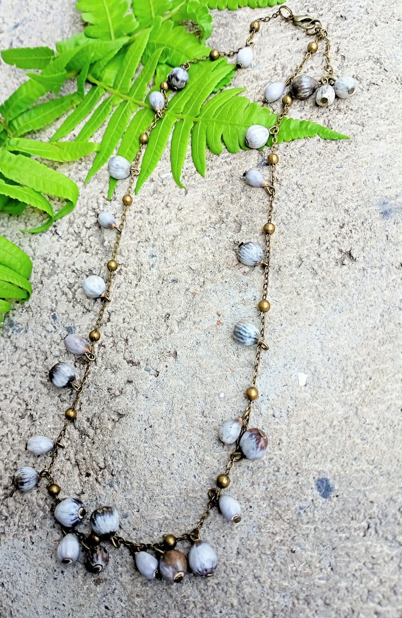 草原精灵的宝石-草珍珠水滴薏苡项链 - 锁骨链 - 植物．花 白色