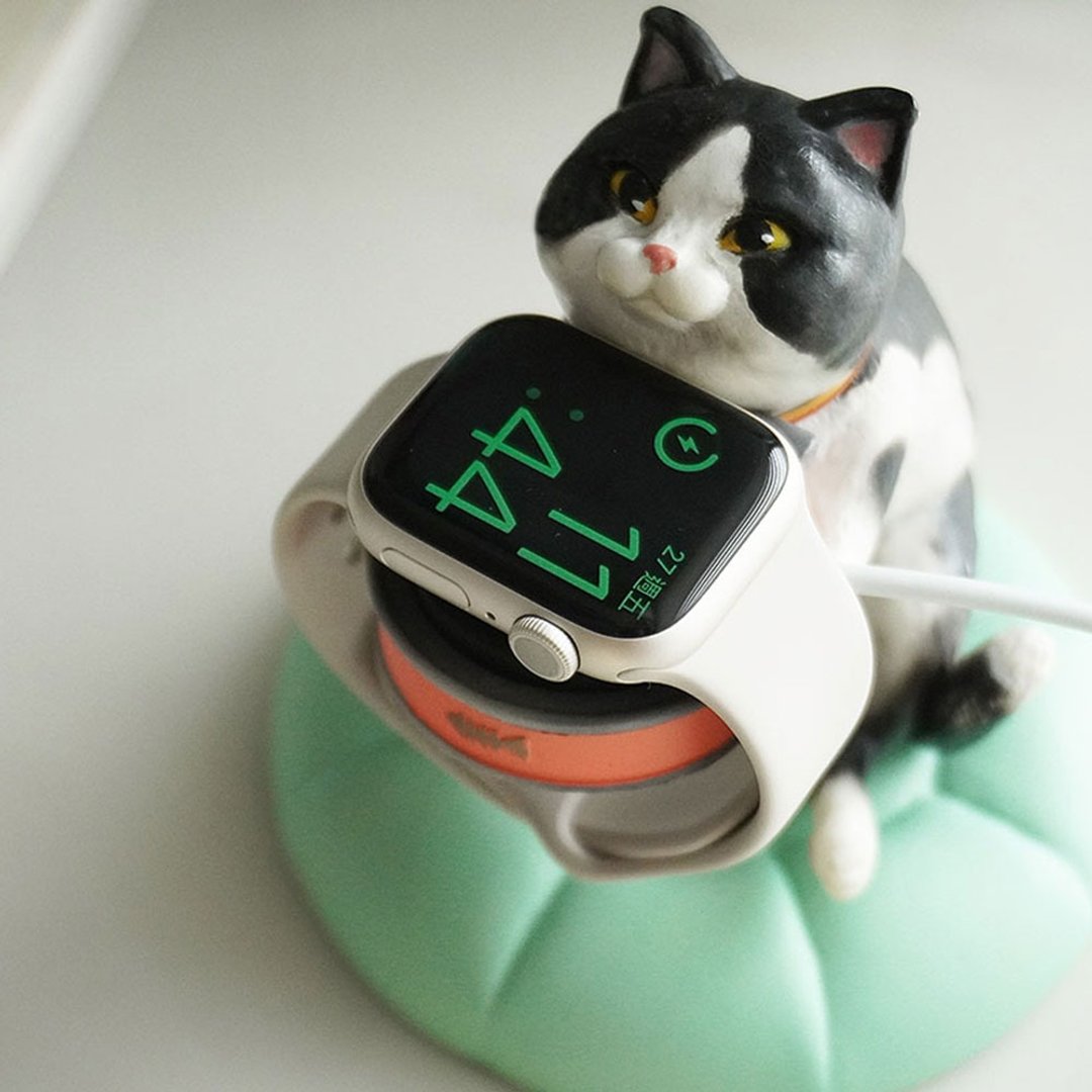Apple Watch 疗愈宠物充电座 / 香氛座 / 礼物推荐 手绘奔驰猫 - 摆饰 - 其他材质 黑色