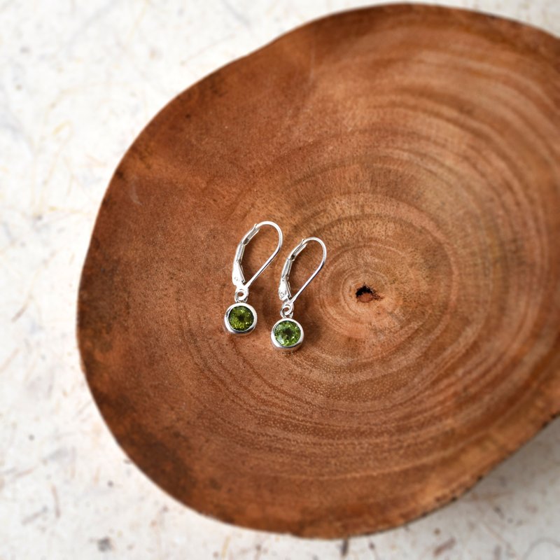 手制925银简约刻面宝石垂堕耳环 // 天然宝石 // 三种宝石选择 - 耳环/耳夹 - 宝石 多色