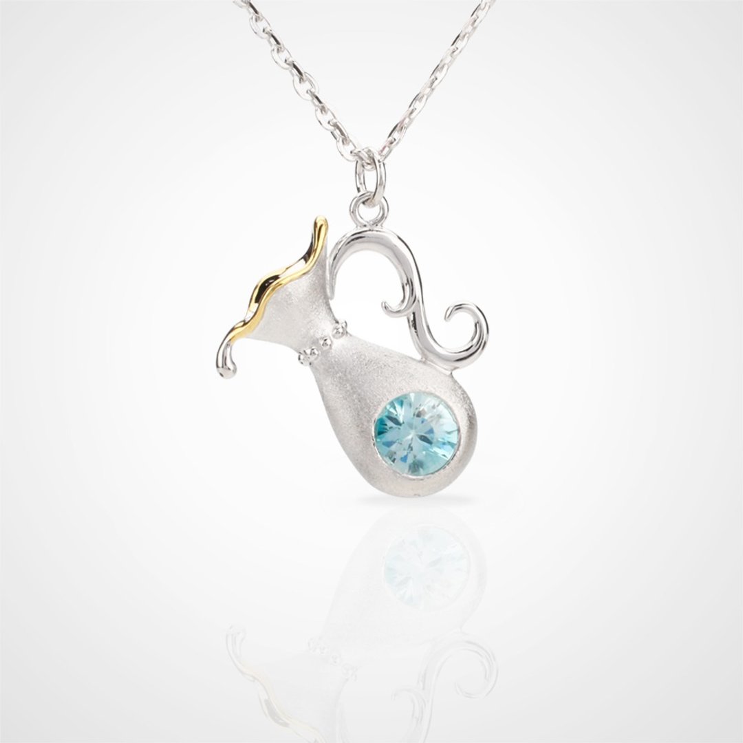 手工925纯银【水瓶座项链 aquarius】星座系列 - 项链 - 纯银 银色