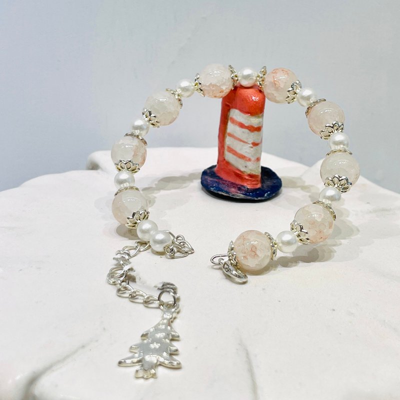 台湾设计师手工饰品-冰晶珠手链【夏日饮品-蜜桃奶霜】 - 手链/手环 - 琉璃 