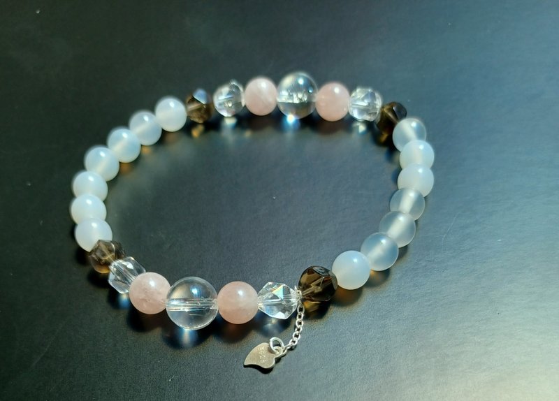 白玛瑙 黑发晶 爆晶 空灵水晶手串 净化磁场招贵人桃花 - 手链/手环 - 水晶 