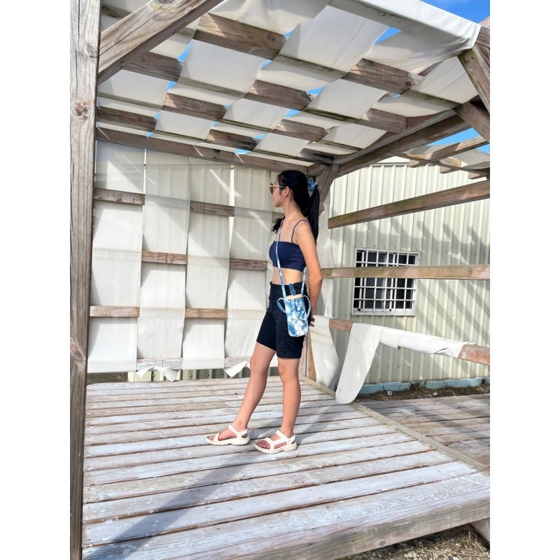 蓝染水壶背带 - 随行杯提袋/水壶袋 - 棉．麻 蓝色