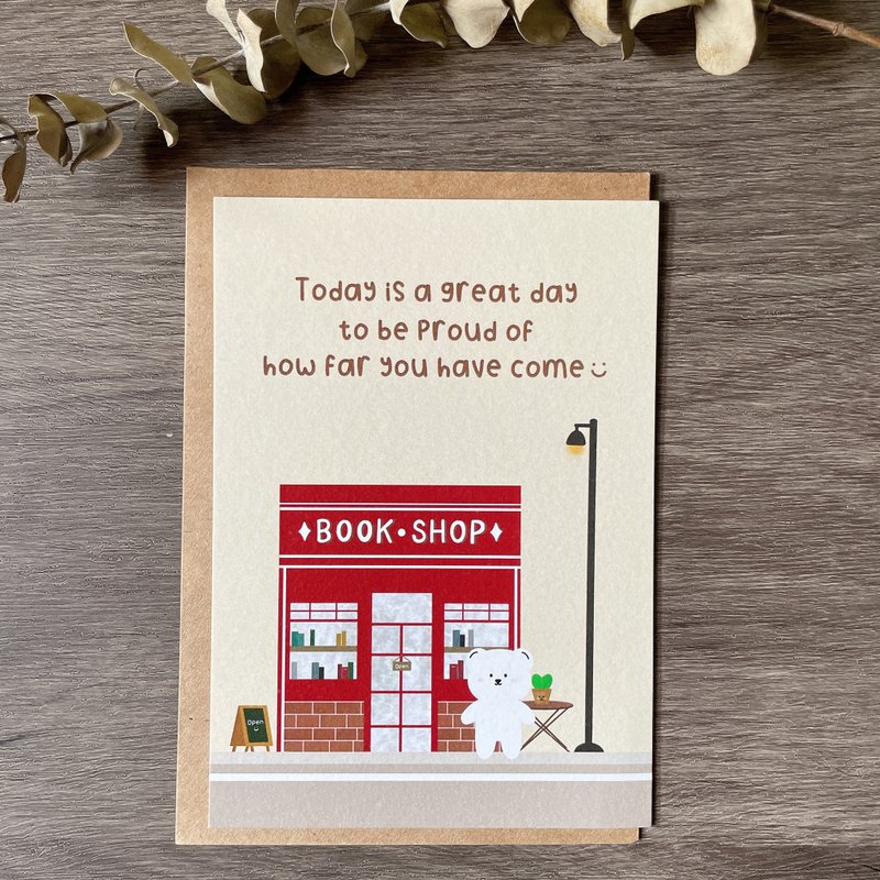 #32 _smallthings 插画明信片(书店) - 卡片/明信片 - 纸 卡其色