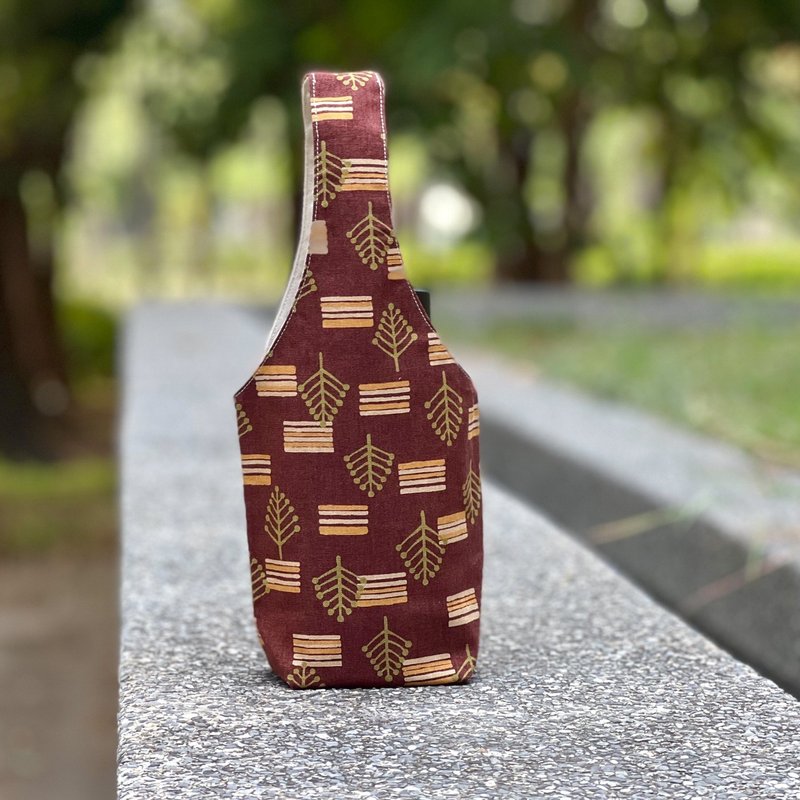 纯棉布料 // 手工限量 // 饮料袋 / No. 55 - 随行杯提袋/水壶袋 - 棉．麻 