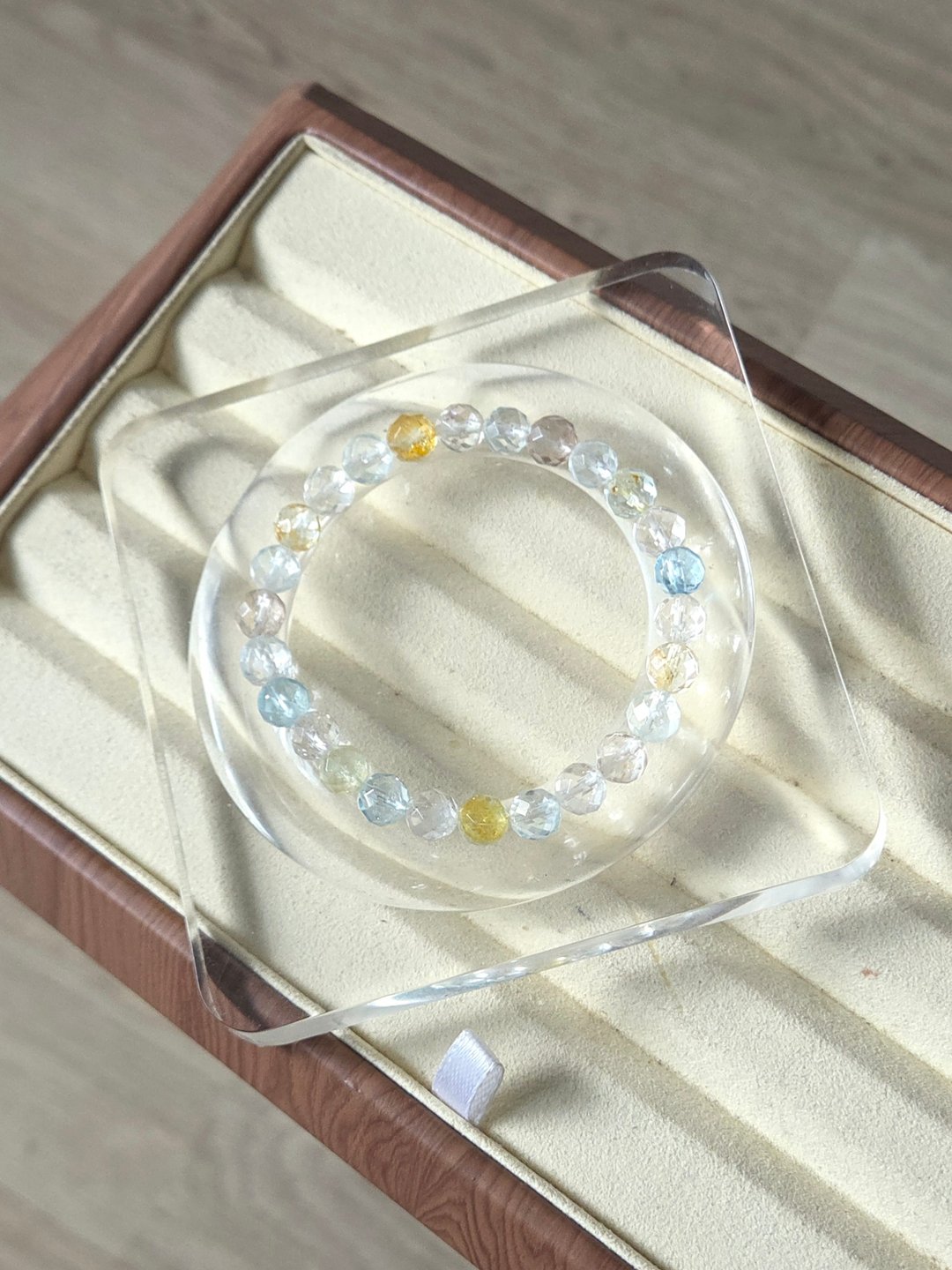 精品 冰体钻切蓝黄彩托帕  7MM+ 水晶手链 自信 睡眠 疗愈 - 手链/手环 - 水晶 多色