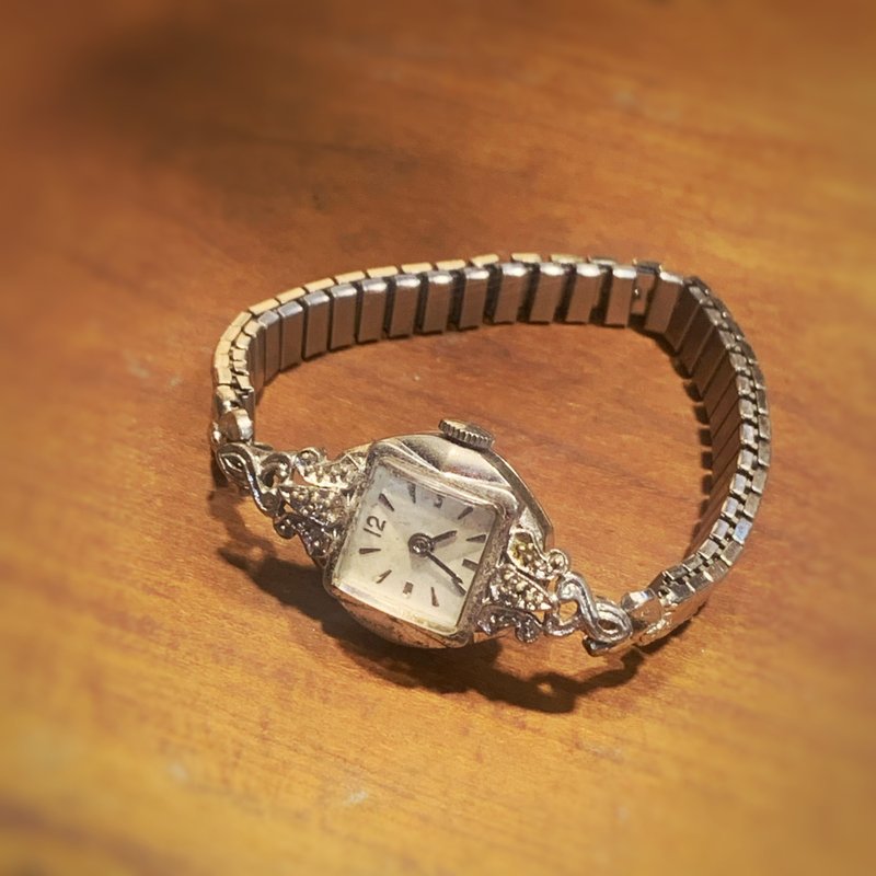 1960 镶边古董机械表 - 女表 - 其他金属 银色