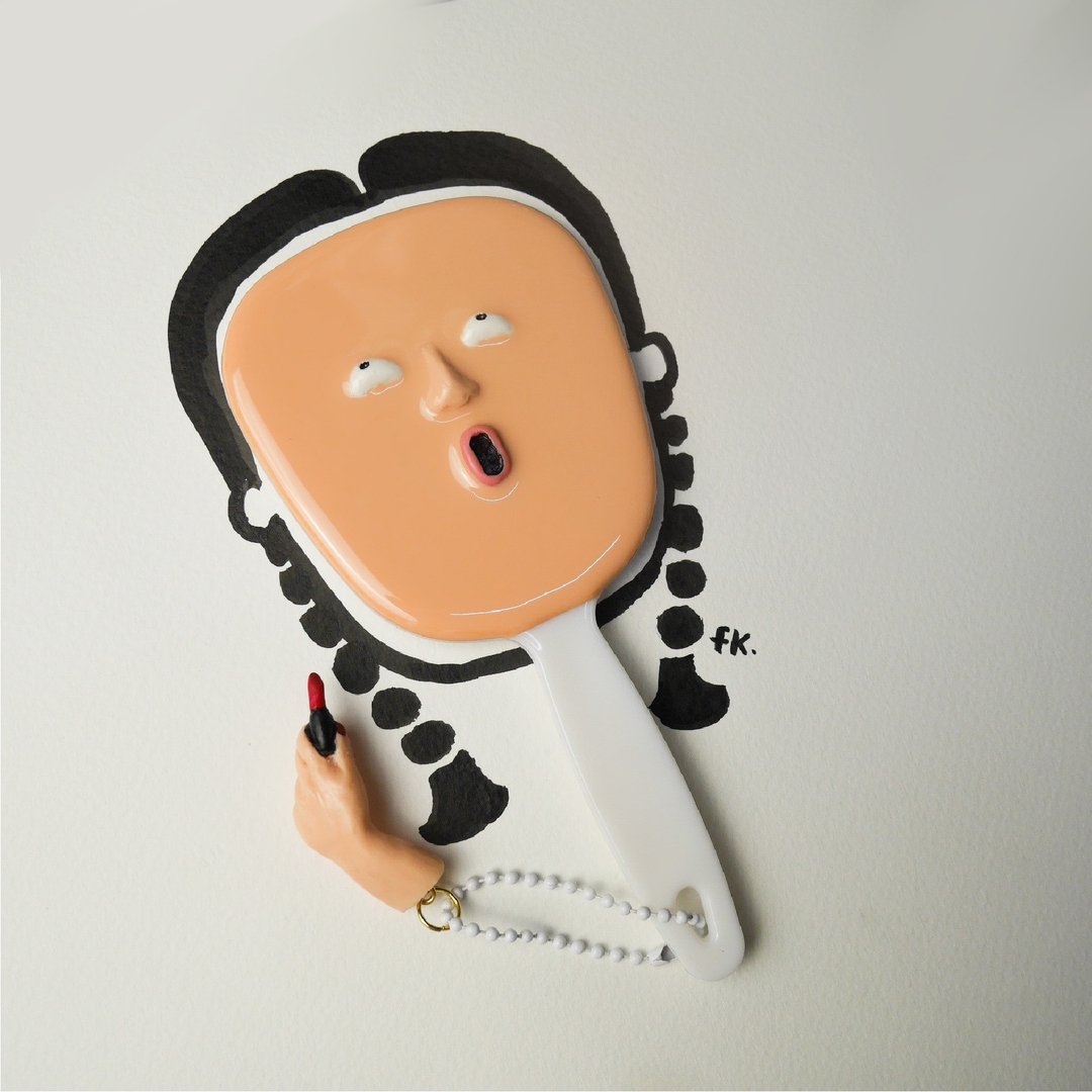 MINI MIRROR SMALL FACE - 彩妆刷具/镜子/梳子 - 塑料 蓝色
