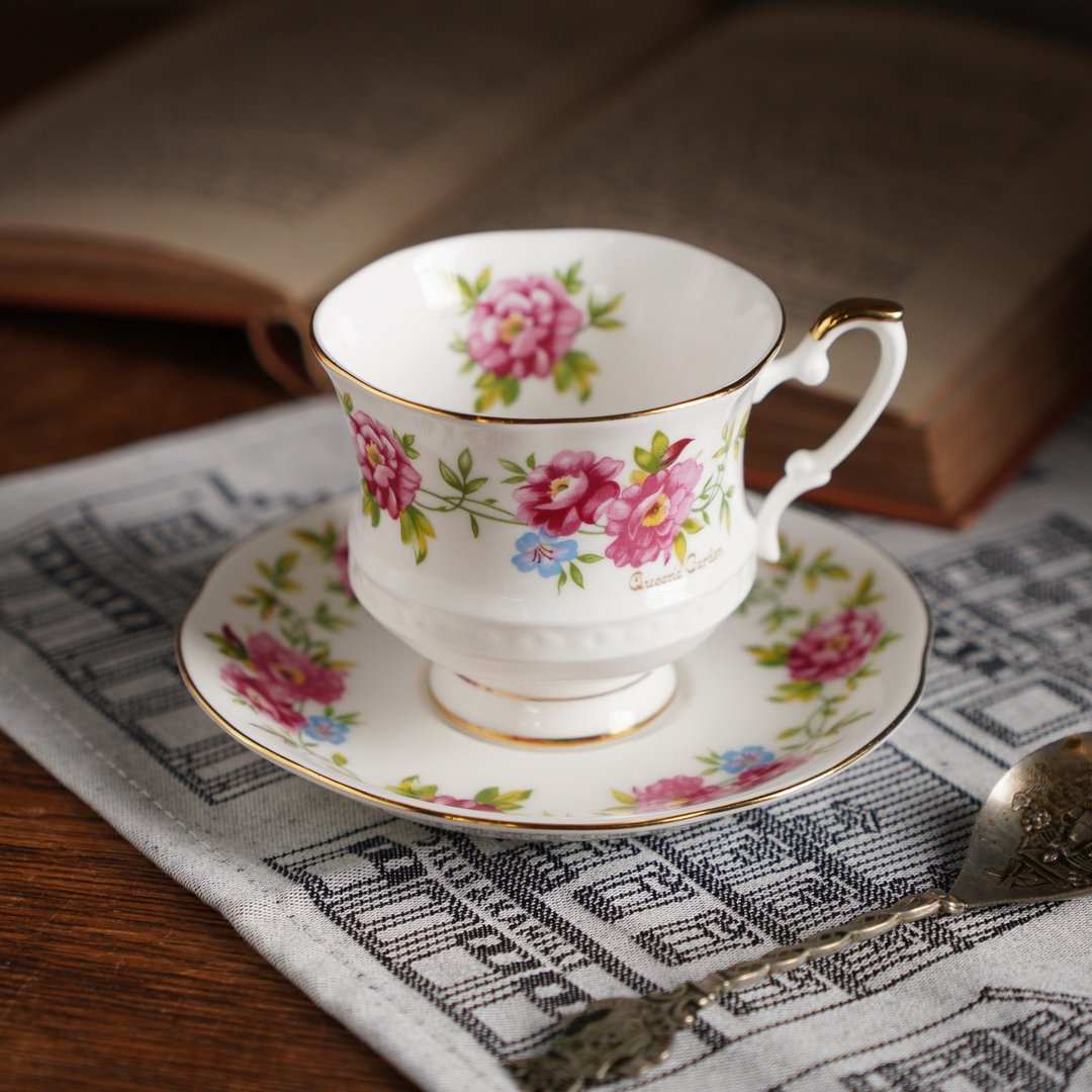 英国Royal Ascott 女王花园 系列描金细骨瓷茶杯/咖啡杯组/老物 - 茶具/茶杯 - 瓷 多色
