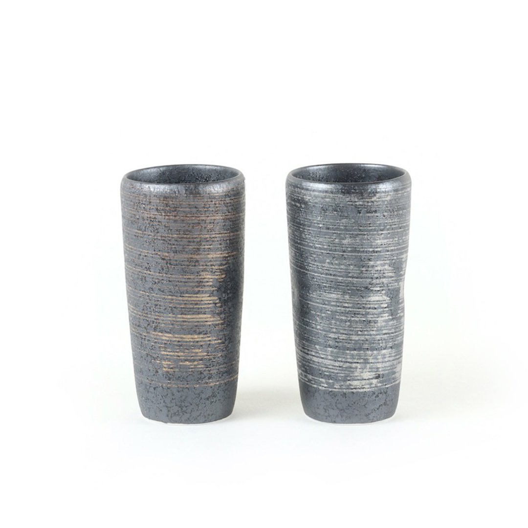 晶釉 金银酒杯组 - 酒杯/酒器 - 瓷 黑色