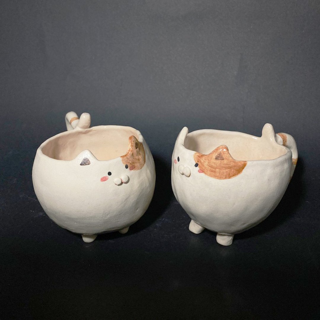 猫咖杯-咖啡杯(对杯) - 咖啡杯/马克杯 - 陶 