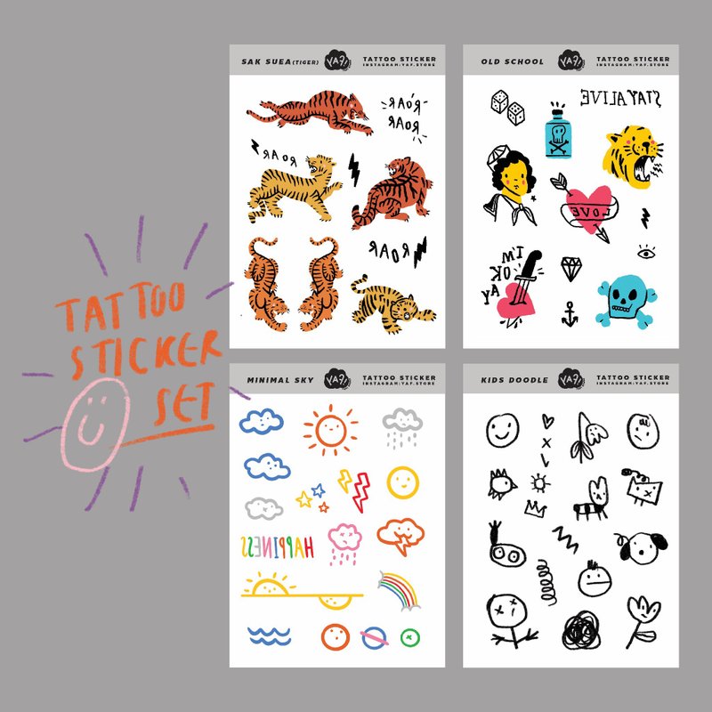 Temporary tattoo stickers - Set 4 pieces - 纹身贴 - 纸 多色