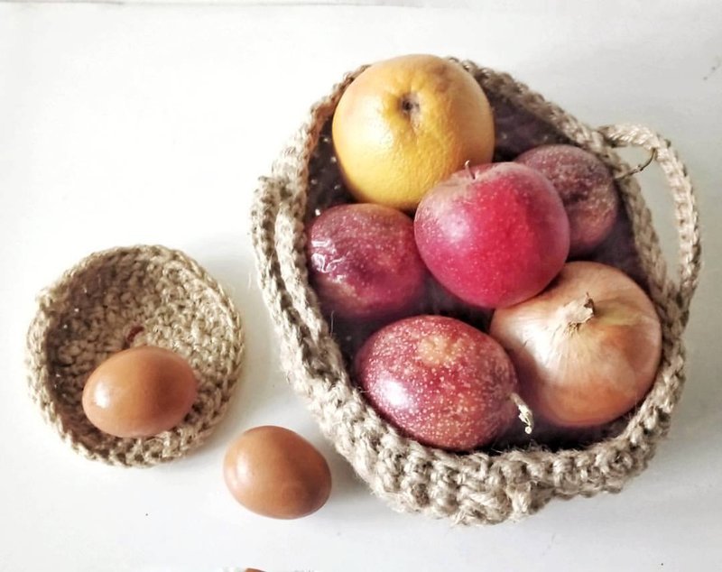 手工麻绳钩织软器皿--水果篮 - 摆饰 - 棉．麻 咖啡色