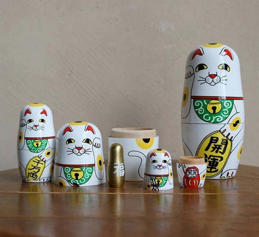 Detail Inc x Midori Komatsu Lucky Cat招财猫俄罗斯娃娃 - 玩偶/公仔 - 其他材质 多色