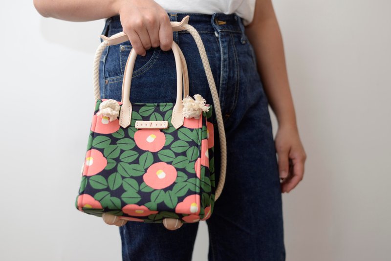 岛中坊研 日本布束口袋系列 D 系 Blossom - 束口袋双肩包 - 棉．麻 绿色