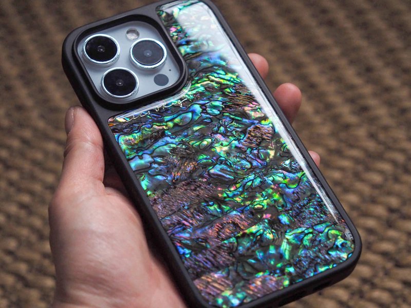 优雅鲍鱼贝iPhone手机壳 独特金色设计师款iPhone手机壳 自然礼物 - 手机壳/手机套 - 贝壳 黑色