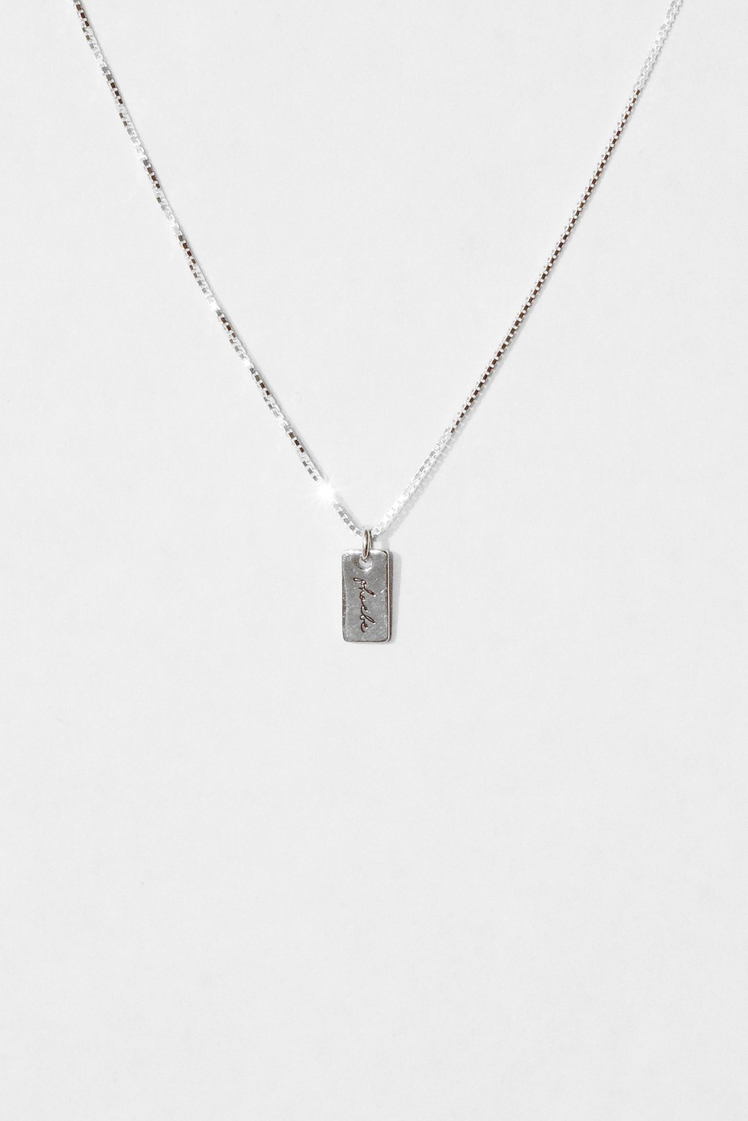 Name Tag Necklace 字母小片片项链 七夕 情人节 圣诞 交换礼物 - 项链 - 纯银 银色