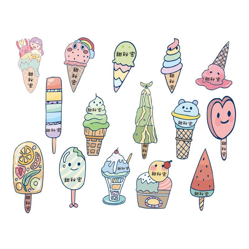 45入定制化姓名贴 / 冰淇淋款 - 贴纸 - 纸 